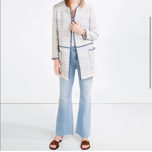 Zara Frayed Cotton Coat - Picture 3 of 8